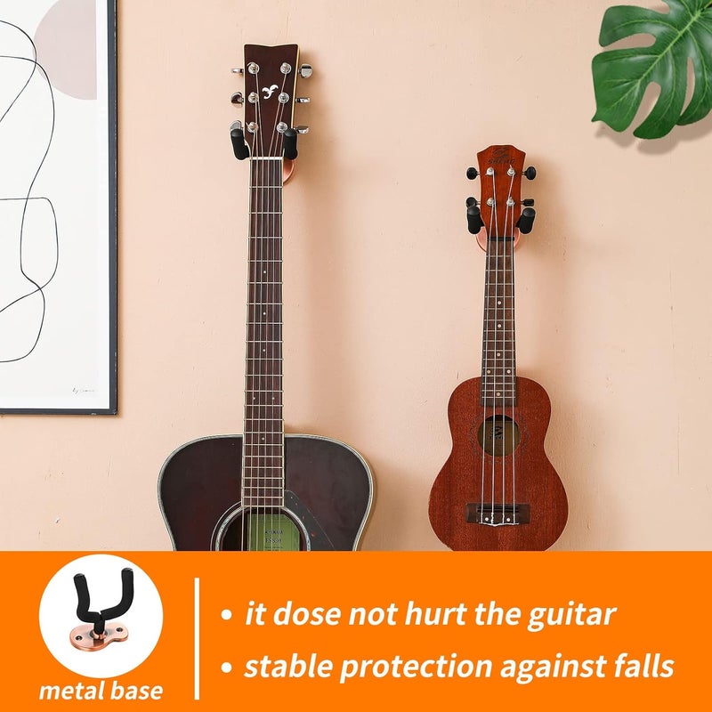 Donux Guitar Wall Mount Hangers 2 Pack, Wall Hook Holders Stand for Bass, Electric, Acoustic Guitar, Ukulele (Copper) - Image 3